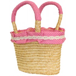Cabas enfant paille tissu à pois