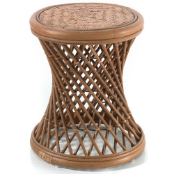 Tabouret en rotin miel pied torsadé