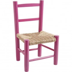 Chaise enfant paille bois framboise