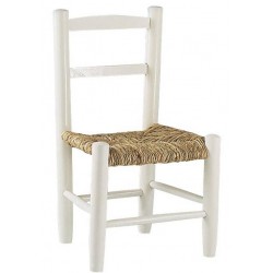 Chaise enfant paille bois laqué blanc