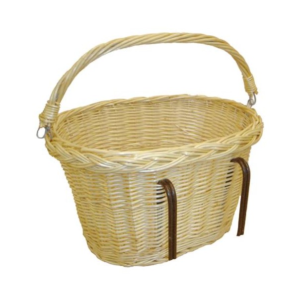 Panier Vélo En Osier Naturel E-wicker24 - Fabriqué à La Main, Fixation Cuir, Taille M, Couleur Brun