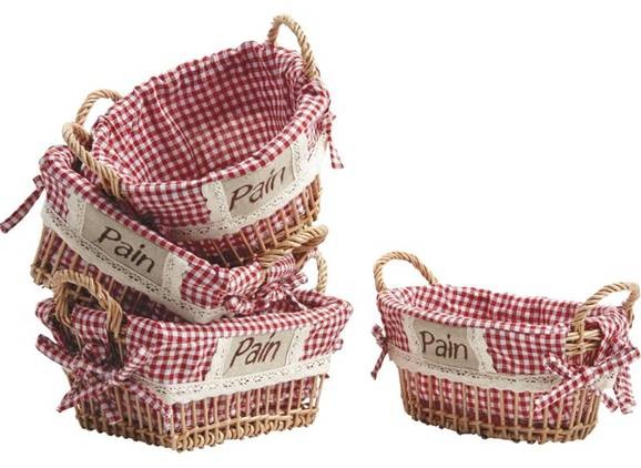 Panier osier habillé de tissu vichy