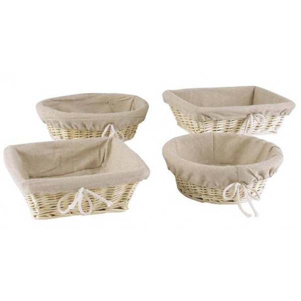 Longue Corbeille à Pain En Osier Rustique Avec En Tissu Baguette