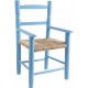 Fauteuil enfant paille bois bleu ciel