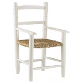 Fauteuil enfant paille bois laquée blanc