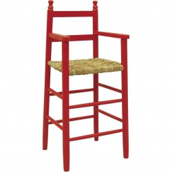 Chaise haute enfant bois rouge