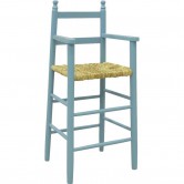Chaise haute enfant bois bleu ciel