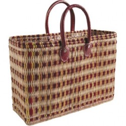 La Vannerie d'Aujourd'hui - Sac cabas en jonc avec motif damier