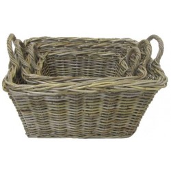 Panier à bois en rotin gris G6578