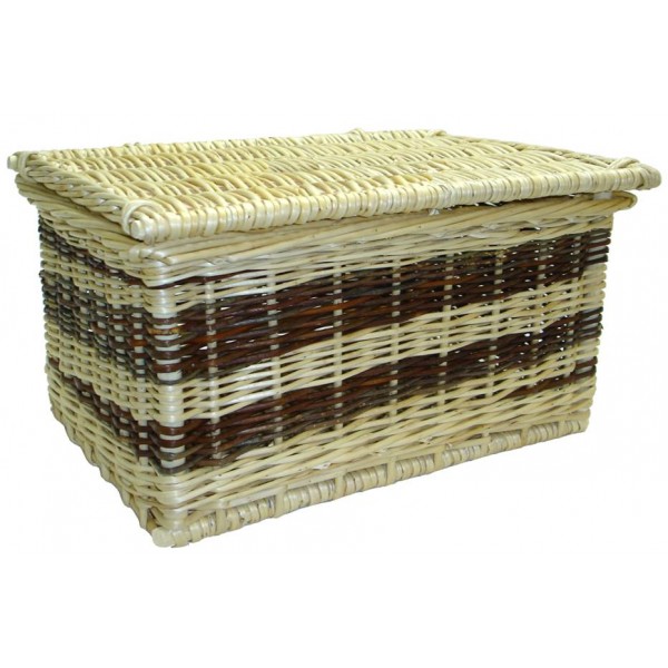 Panier à linge rectangulaire en osier blanc GM - coffre en osier