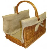 Panier à bois rectangulaire avec toile de jute