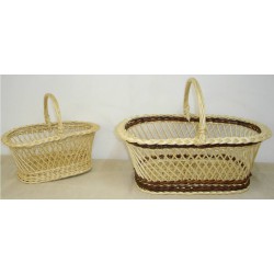 Panier croisillon ovale en osier blanc ou 2 tons, 3 modèles