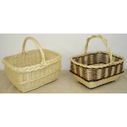 Panier "lucette" rectangulaire osier blanc ou 2 tons 2 tailles