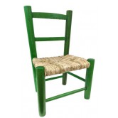 Chaise enfant paille bois vert