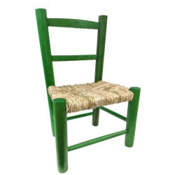 Chaise enfant paille bois vert