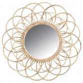 La Vannerie d'Aujourd'hui - Miroir en rotin design fleur look rétro