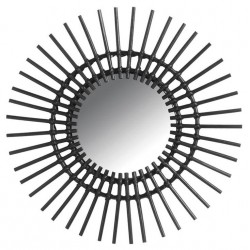 La Vannerie d'Aujourd'hui - Miroir en rotin design soleil teinté noir