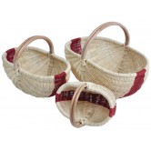 Panier moelle de rotin bande marron rouge