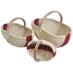 Panier moelle de rotin bande marron rouge