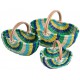 Panier en moelle de rotin multicolore